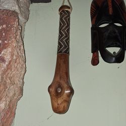 Antique Kenyan Masks and Club