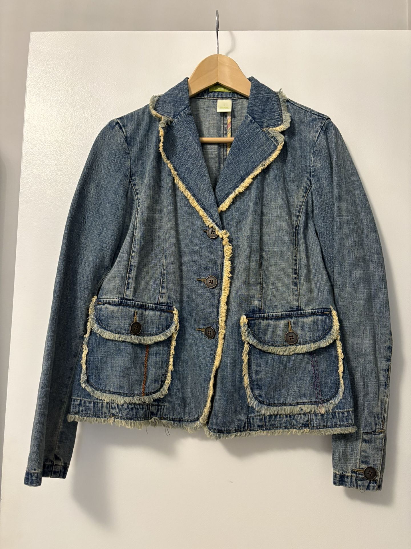 Sigrid Olsen Boho Acid Wash Ladies New Denim Jacket SZ 8 