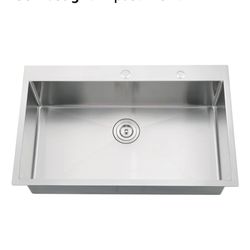33 x 22 Kitchen Sink Drop in 16 Gauge Stainless Steel Kitchen Sink Top Mount Single Bowl Deep Kitche