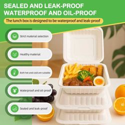 Plastic Food Containers (white), To Go Box, 125 Pack, 6x6x3, Heavy Duty, Microwave and Refridgerator Safe, Anti-slip