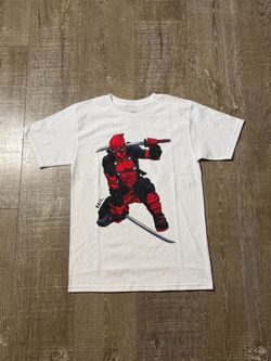 BAIT x Marvel Deadpool T Shirt Mens Small White Katana Graphic Comic Tee S