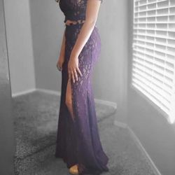 Lace purple Prom dress