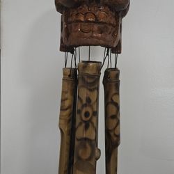 Bamboo Skeleton Skull Wind Chime Tiki Bar Tropical Halloween - Eco Friendly