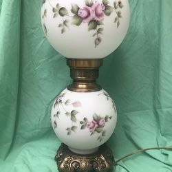 Hand painted hurricane lamp, gone with the wind lamp, MCM lamp, victorian lamp,