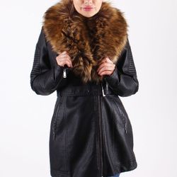 Leather Faux Fur Coat