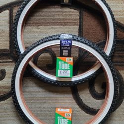 NEW Bicycle Bmx Bike Tires 20" White Wall Knobby Pattern 