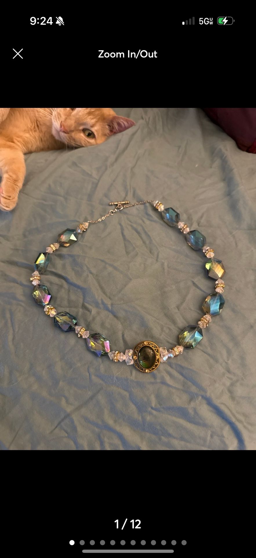 vintage aurora borealis glass crystal necklace