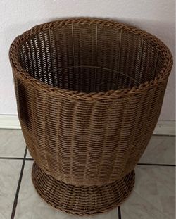 Brown Wicker Woven Waste Basket