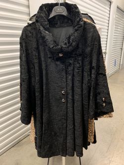 Black Persian Faux Fur Coat Size Small Knee Length