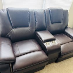 3+2 Power Recliner Leather Sofas +table For $200Or OBO
