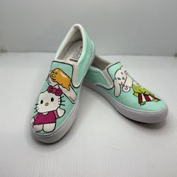 Custom Hand Painted Hello Kitty & Friends Slip On Shoes Womens Size 9