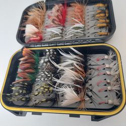 Fly Fishing Tackle Box With Flies Assortment Of 60pcs for Sale in