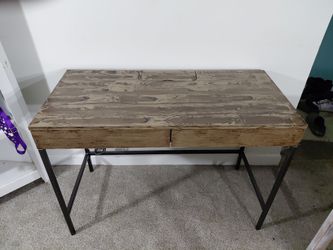 Wooden deck with metal legs