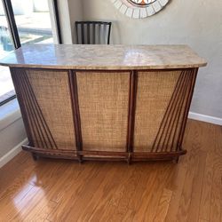 Bar w/ Stone Countertop & Storage Cabinets - Comes With 3 Bar Stools 