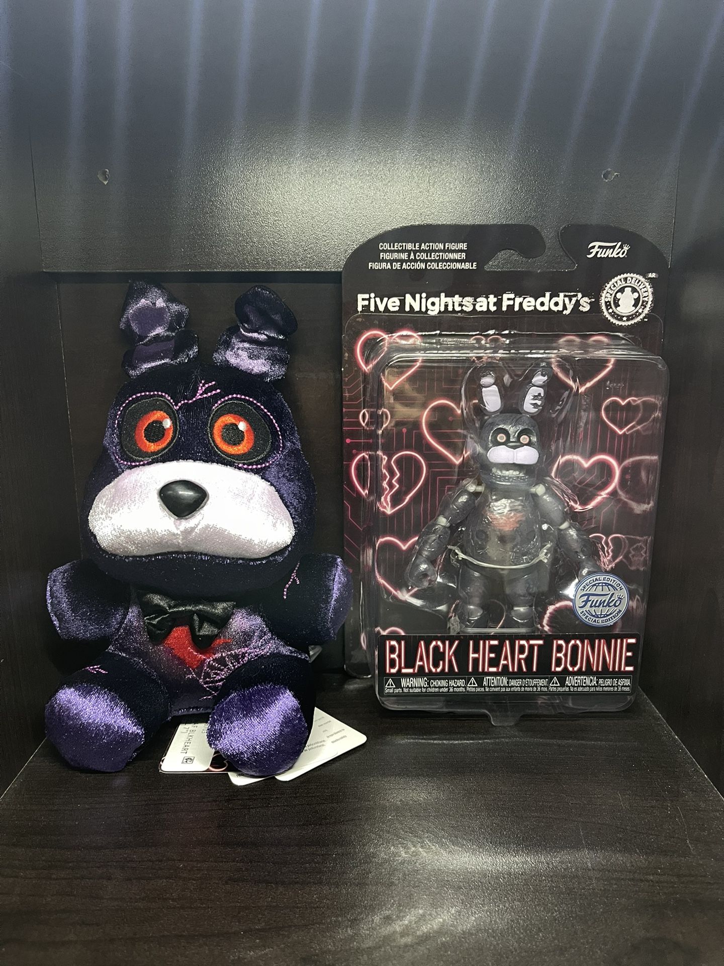FNAF Black Heart Bonnie Funko Plush & Figure Bundle