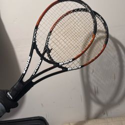 Pair Of Prince Hybrid Tour O3 tennis rackets