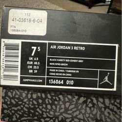 Jordan 3 Black Cement 