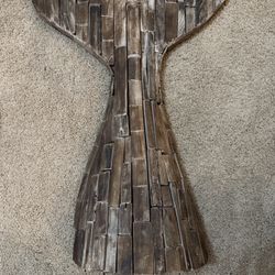 Wooden whale tail decor