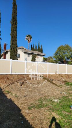 White & Tan Vinyl Fence