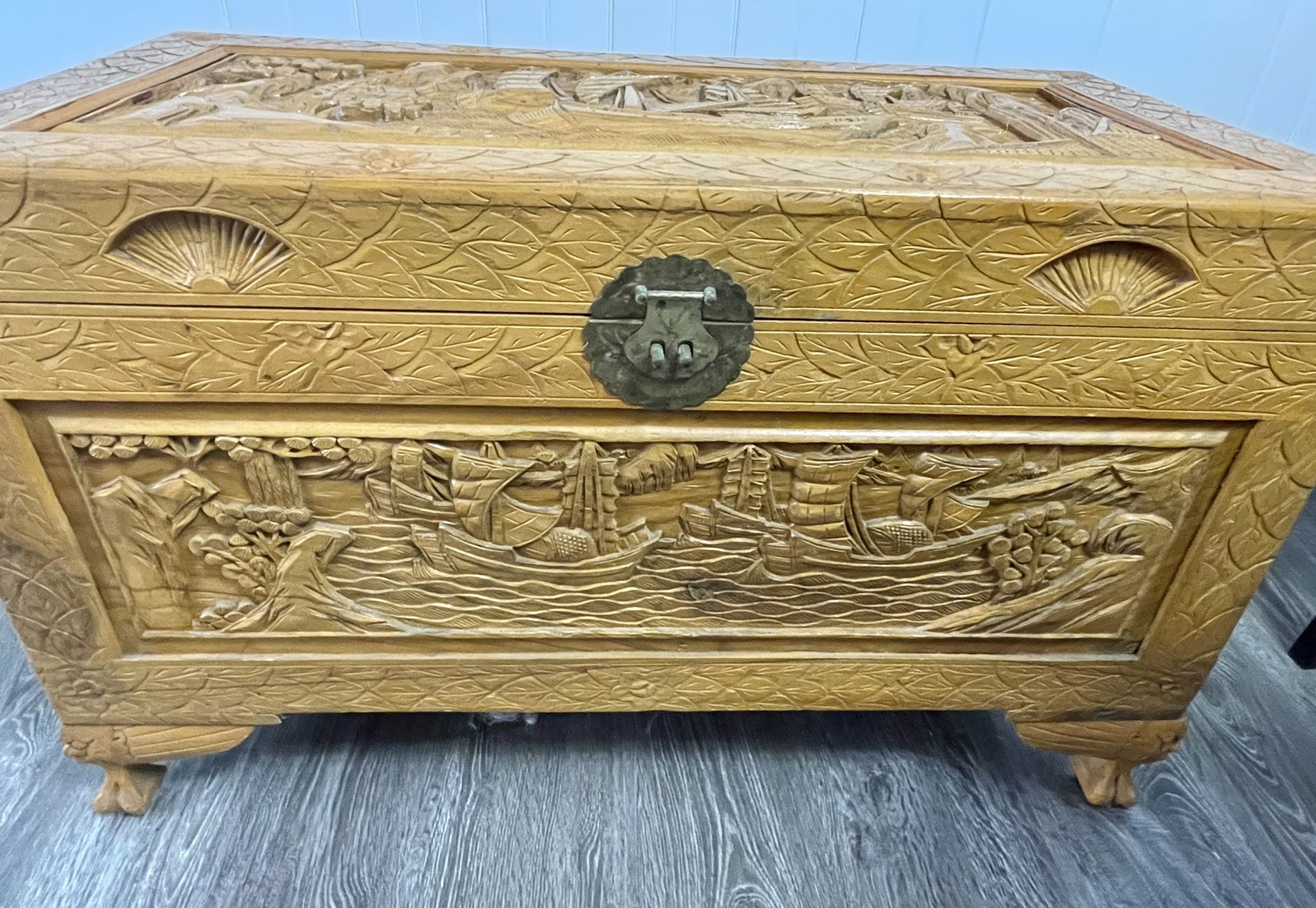 Reduced!!! Carved Vintage Trunk