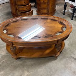 American Standard Solid Wood Coffee Table With Protective Glass To Fit.