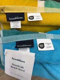 NWT Brooklinen Boardwalk Striped Beach Towel 2-Pack 100% Cotton 550 GSM 34x70