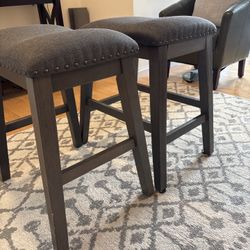 Pair Of Gray Upholstered Stools