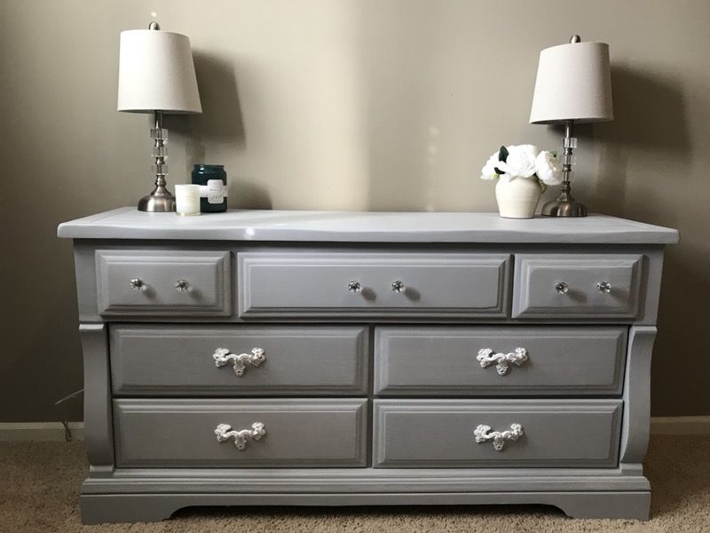 Grey, refurbished dresser.