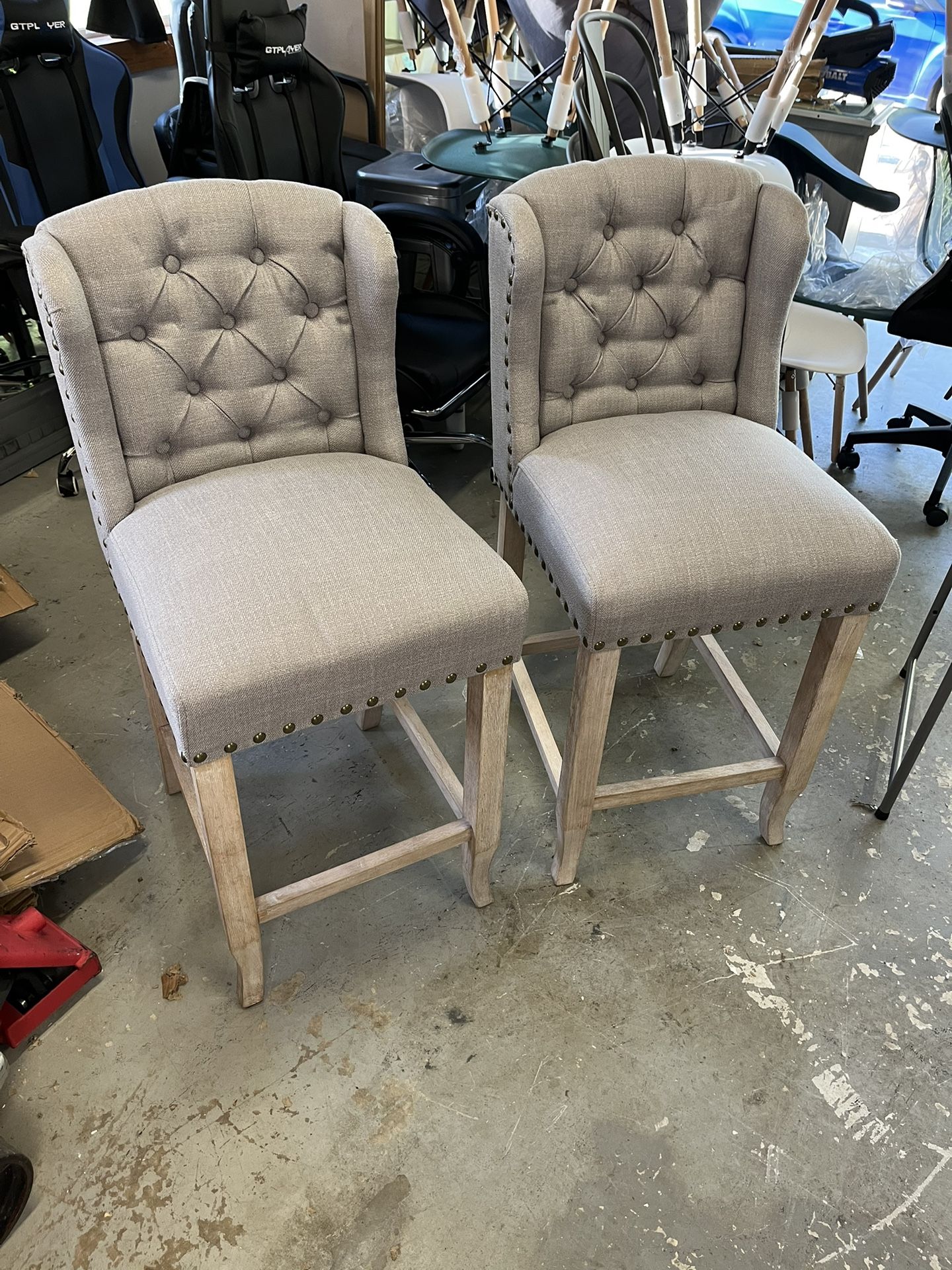 Yarmouth Upholstered Counter Stool with Solid Wood Frame (Set of 2)