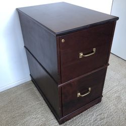 Solid Wood 2-Drawer File Cabinet