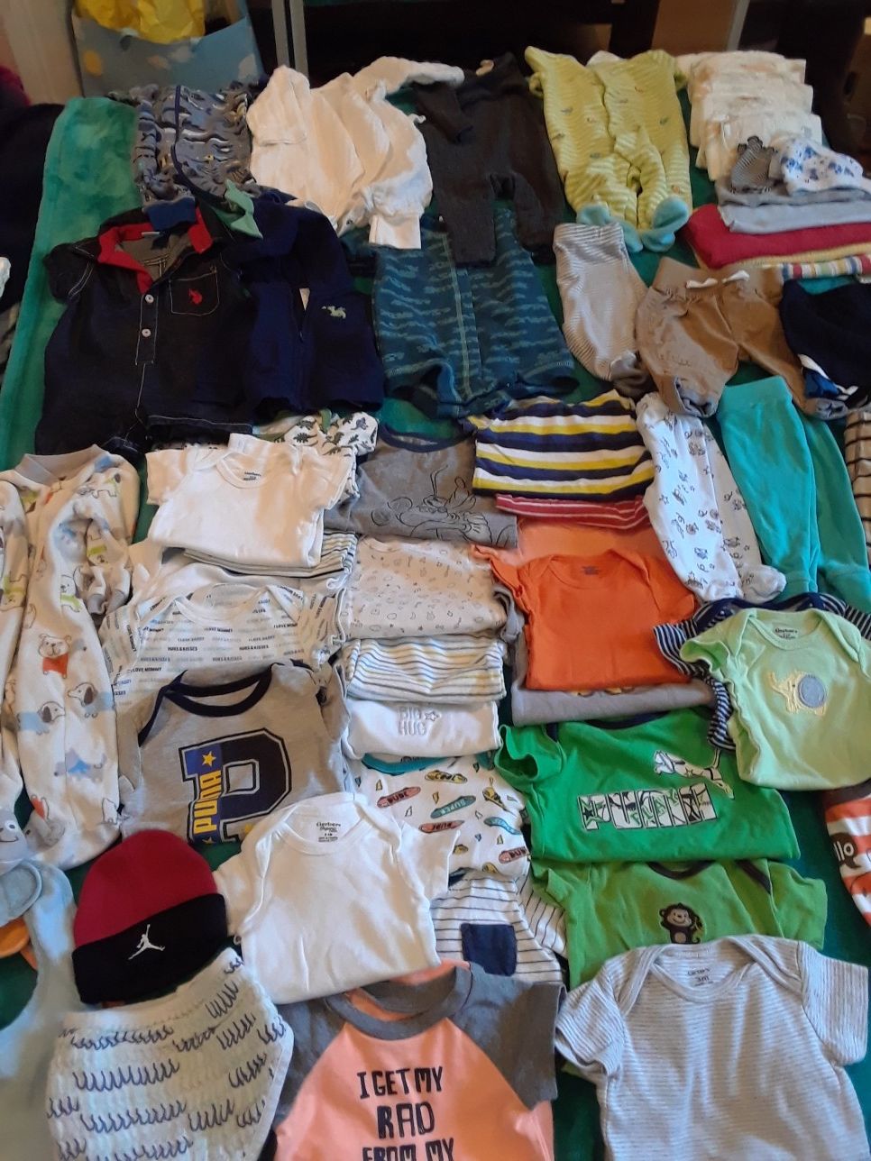 Baby boy lot 52 pieces plus extra new born diapers asking $30