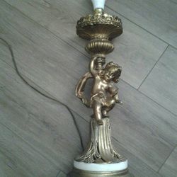 Antique Brass Cherub Putti Lamp
