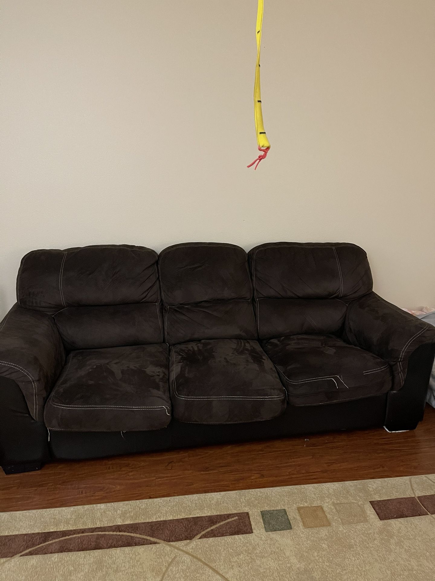 Brown Used Couch With Pull Out Bed 
