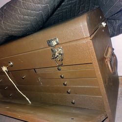 Vintage toolbox and accessories. Welding tools and box