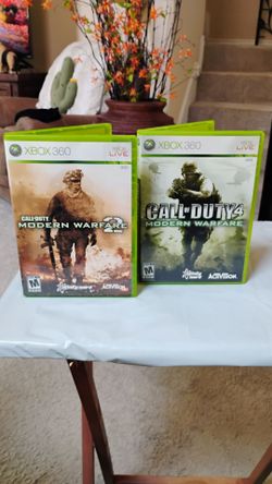 Gently Used Call of Duty 2 Modern Warfare and Call of duty 4 Modern Warfare Xbox 360