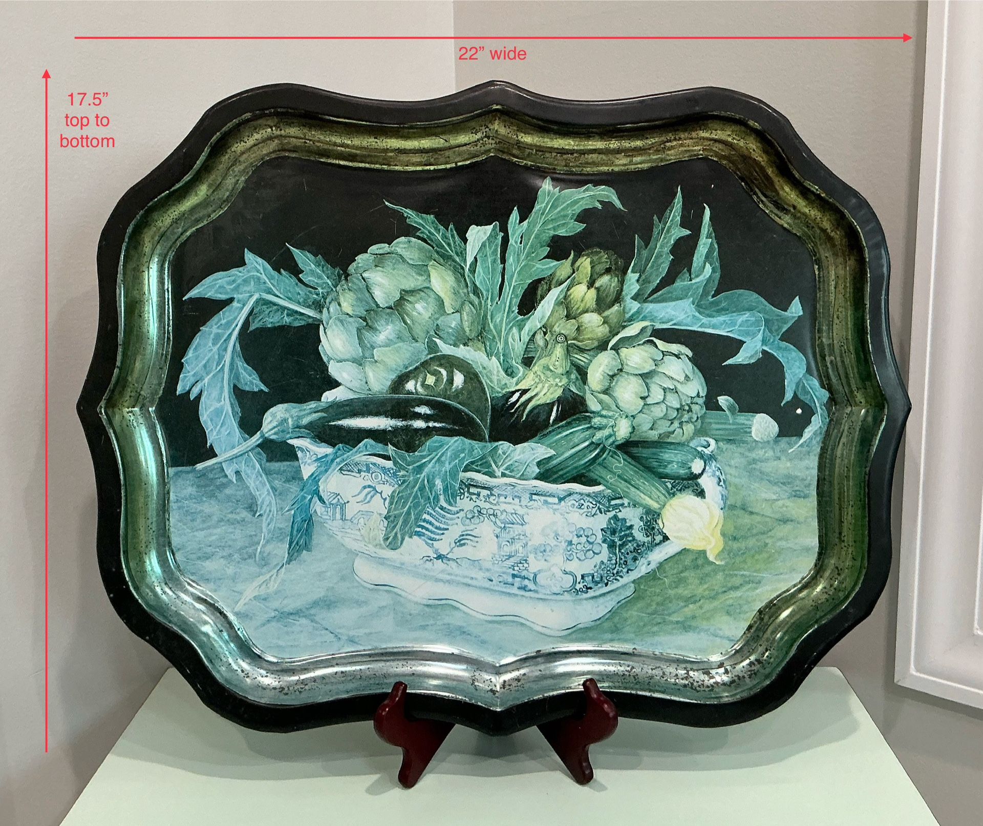 Vintage Stephanie Hoppen Made in England for Keller Charles Large Metal Tray