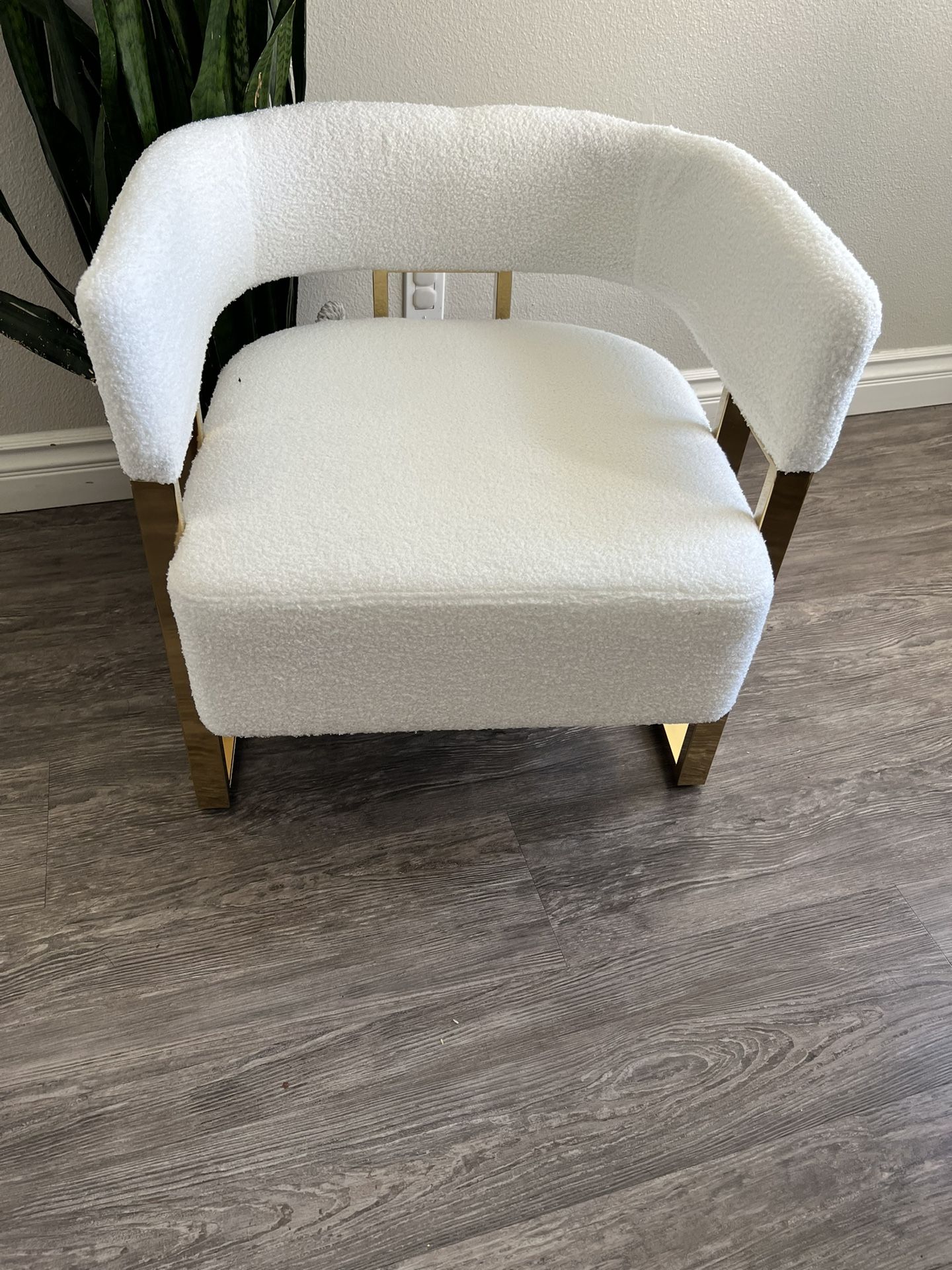 Boucle Accent Chairs Set of 2, Modern Upholstered Barrel Chairs with Metal Legs, Comfy Club Chair Single Corner Sofa Armchair for Bedroom Reception, W