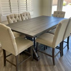 Rustic Dining Set - Counter Height Dining Table & 6 Chairs