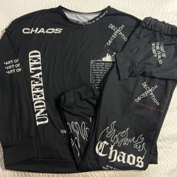 Womens XXL Sz 14 Chaos Deception Undefeated Religious 2pc Set Lightweight Sweatshirt Shirt/Top Pants