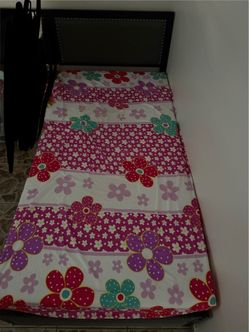 Twin Bed Frame with Upholstered Headboard
