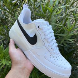 Nike Air Force 1 React White/White/Black Men's Shoes, Size: 10