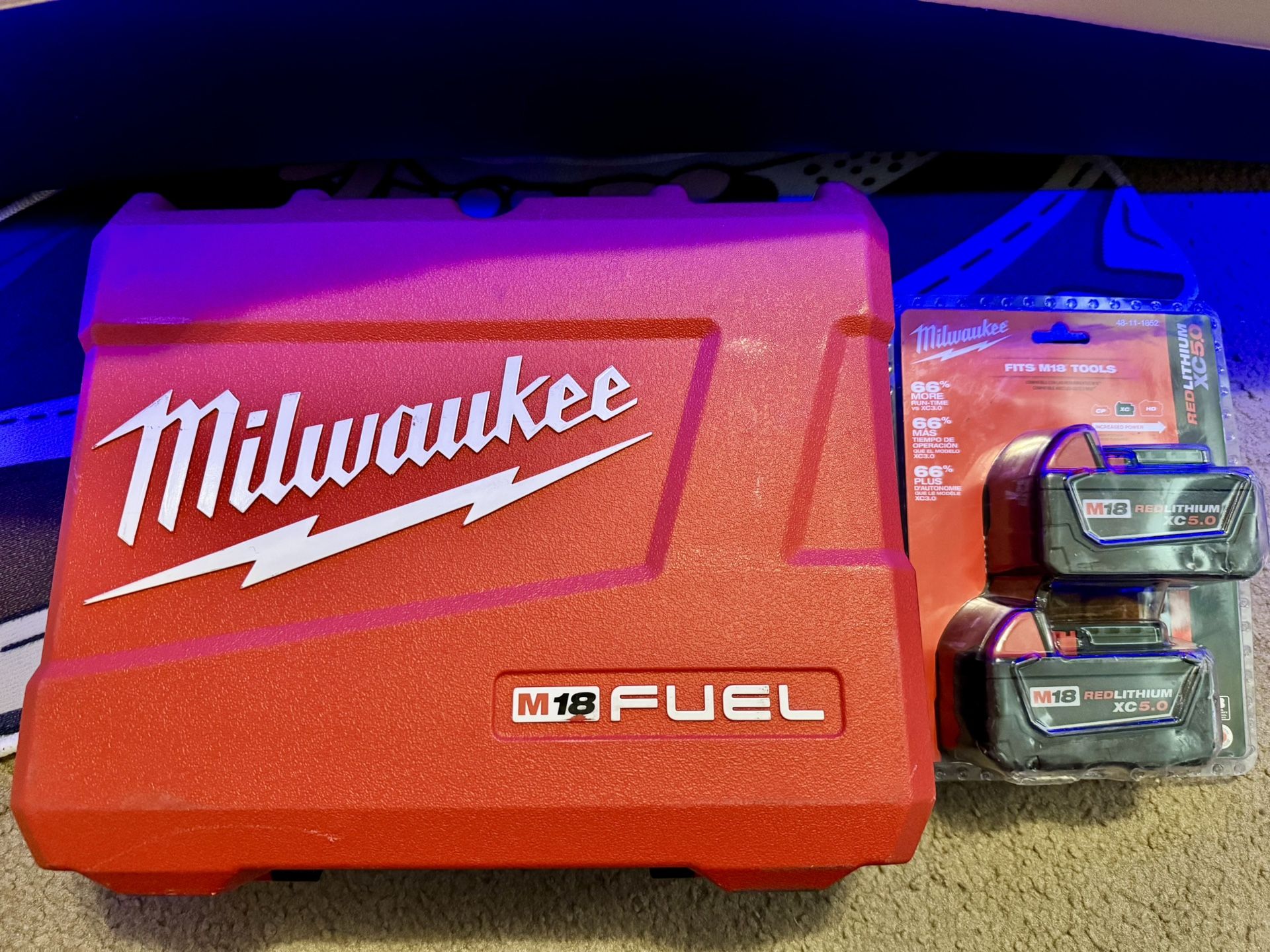 M18 Fuel 1/4” Impact Driver Kit + (2) M18 5.0 Batteries.