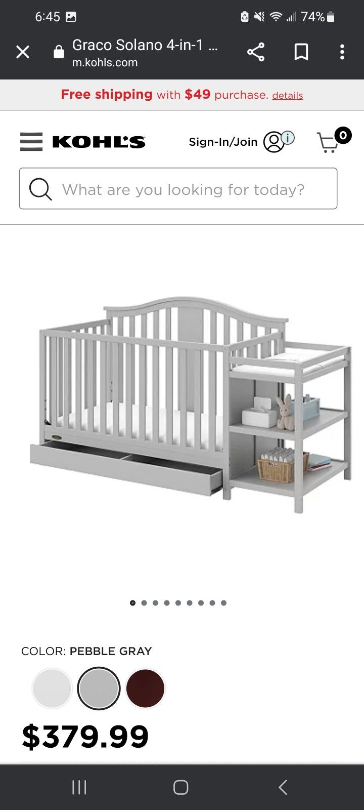Graco Solano 4 in 1 Convertible Crib and Changer with Drawer