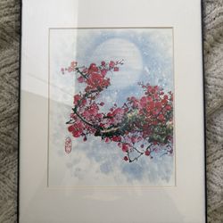 Japanese Cherry Blossom Watercolor Painting 