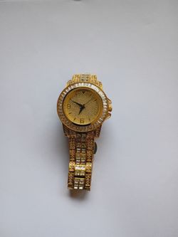 Gold Crystal-Embellished Women’s Watch