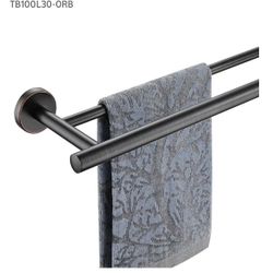 Double Towel Holder Rubbed Bronze