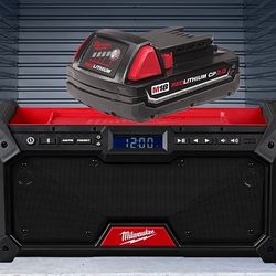 Milwaukee m18 jobsite radio and m18 2ah battery 