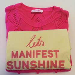 Savida Hot Pink Knit Sweater Plus FREE Tee