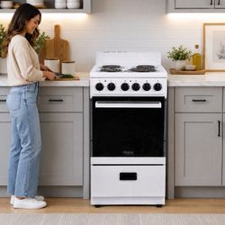 PPremium Levella 20" Compact Electric Range with 2.1 Cu. Ft. Oven, 4 Burners, White (PRE2025GW)