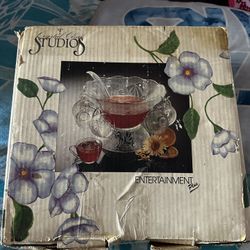 15 Pc Crystal Punch Bowl Set 
